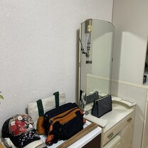 Personal vanity and closets, an example of the furnishing that comes with the room!